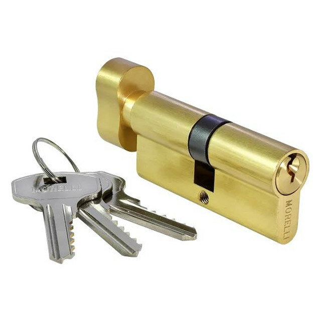Цилиндр ключевой MORELLI 70мм 35+35 золото вертушка