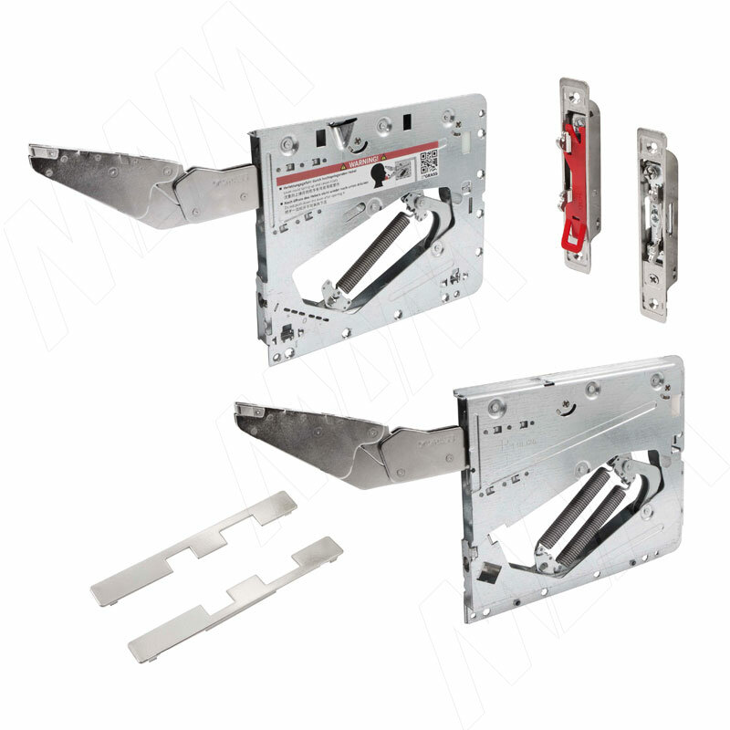 Kinvaro T-SLIM S Soft-close (мягкое закрытие с доводчиком), Stone( цвет камень графит), комплект поворотно-подъемных механизмов с заглушками (фронтальные боковые) для деревянных фасадов, коэффициент мощности LF 500-1100 Grass, Австрия