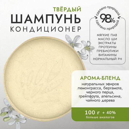 Твёрдый шампунь-кондиционер для мужчин «баланс энергий» Verba Natura, 100 г (REFILL)