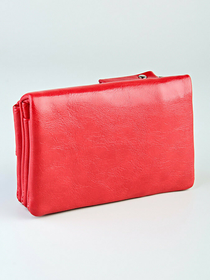 Кошелек LeatherStyle, фактура гладкая, красный