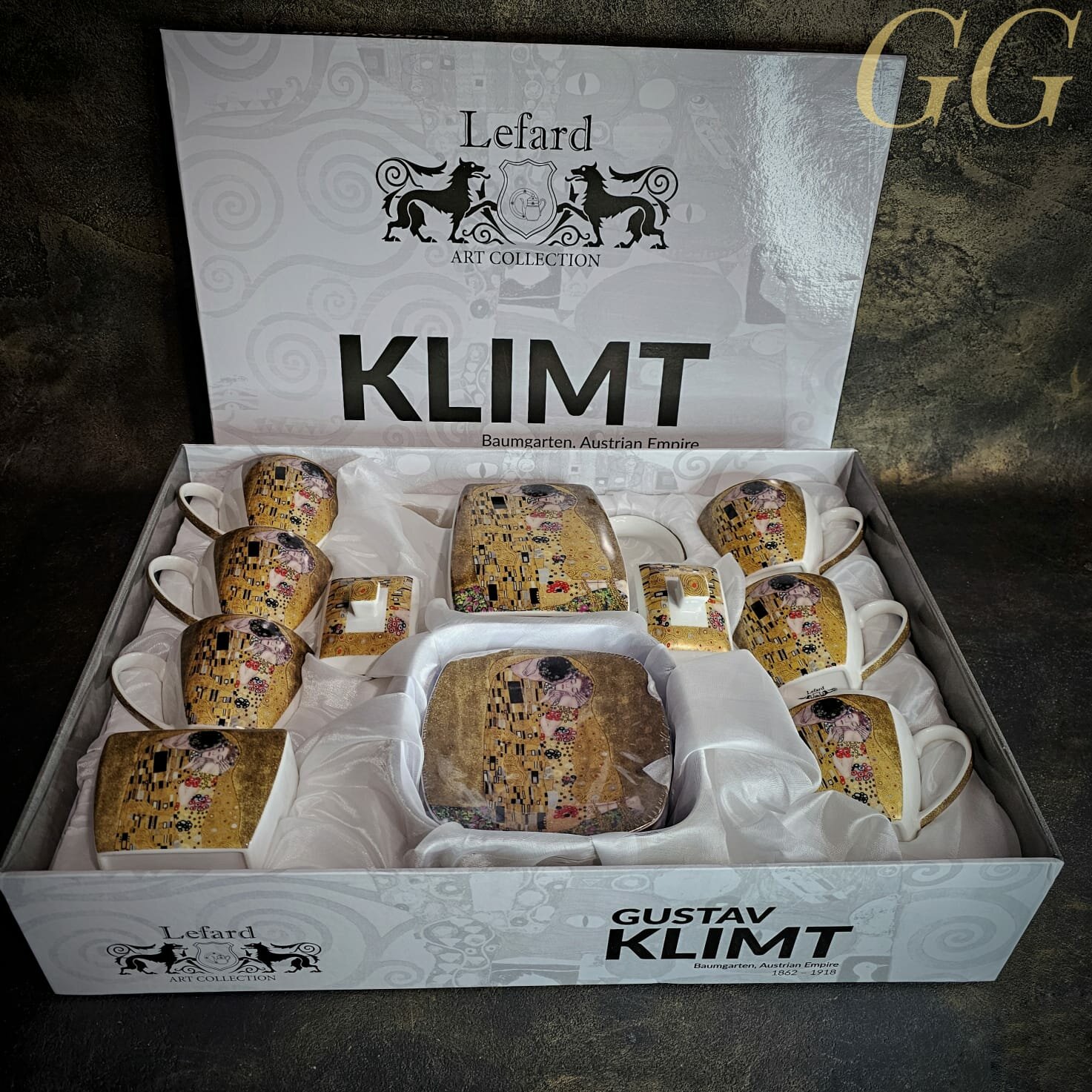 Чайный Сервиз Lefard "Поцелуй" (Г. Климт) На 6 пер. 14 пр, Золотой
