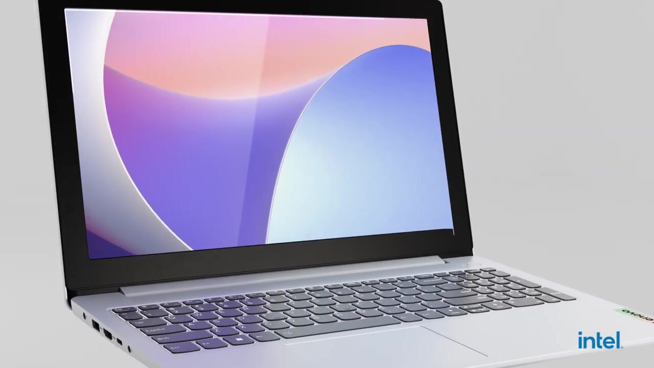 15.6" Ноутбук Lenovo IdeaPad Slim 3 Gen 8, Intel Core i3-N305 (8 ядер, 3.8 ГГц), RAM 8 ГБ LPDDR5, SSD 512 ГБ, Windows Pro Arctic Grey, Русская раскладка — фото 1