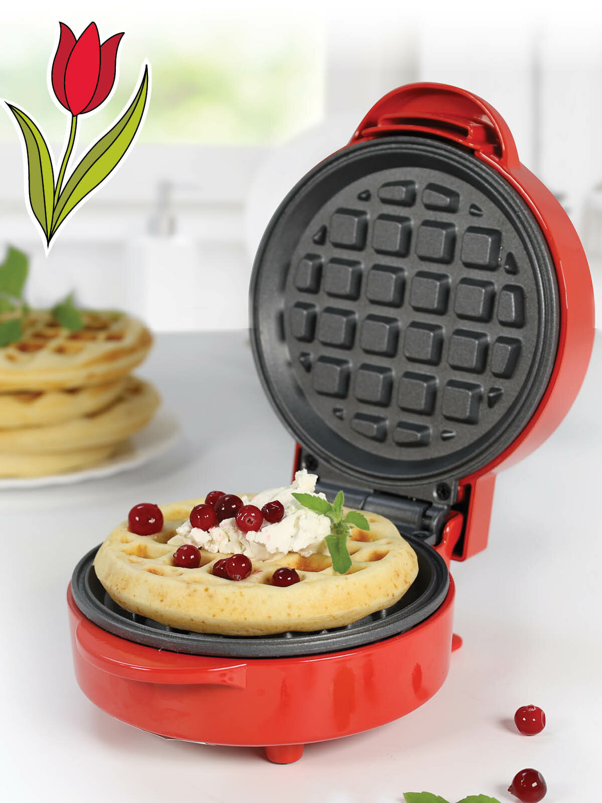 Электрическая вафельница Oursson "Мини" WM0510T/RD, красная, 550Вт