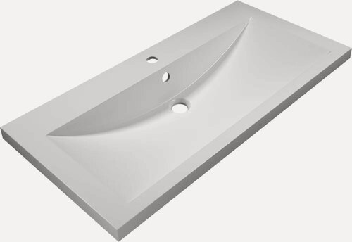 Изображение товара Мебельная раковина Florentina Анита 100 накладная, из литьевого мрамора, белая, глянцевая, раковина для ванной, прямоугольная