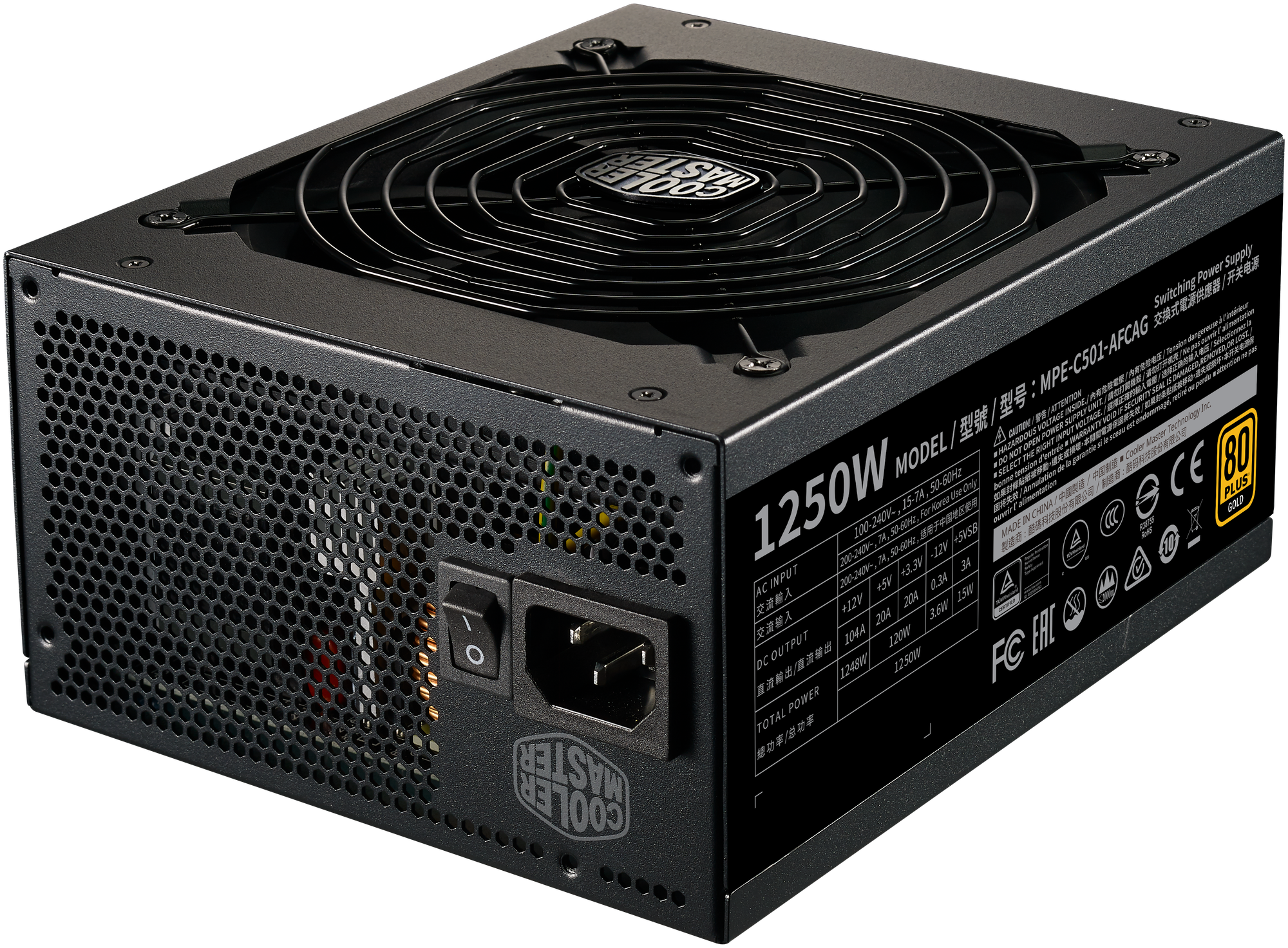 Блок питания Power Supply Cooler Master MWE Gold V2 (model name: Mpe-c501-afcag), 1250W, Atx, 140mm, .