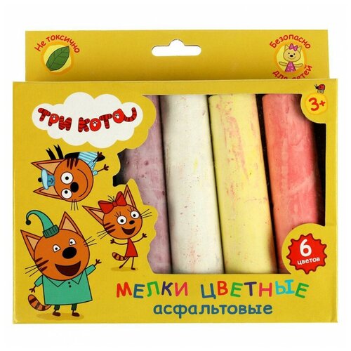 Multiart Мелки цветные, асфальтовые «Три кота» 6 цв.