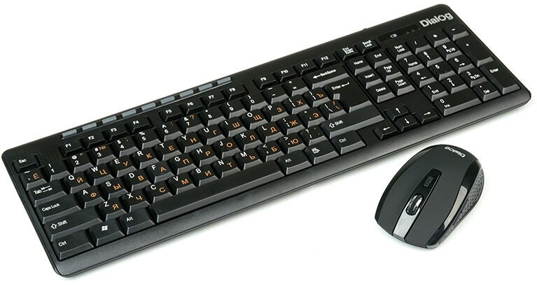 Клавиатура и мышь Диалог KMROP-4020U беспроводной комплект индикатор заряда 101+9кл. DPI 1600-800 - чёрный — фото 1
