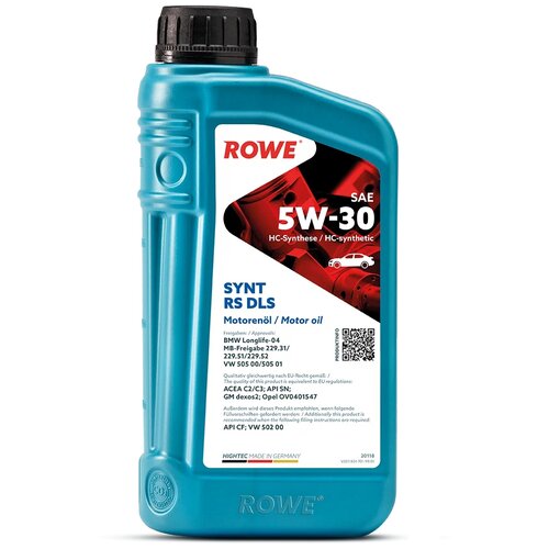 ROWE Масло Моторное 5w-30 Rowe 60л Нс-Синтетика Hightec Synt Rs Dls B4/C3/A3