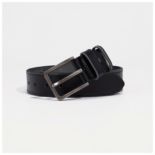 фото Ремень натуральная кожа, металл, длина 125 см., черный