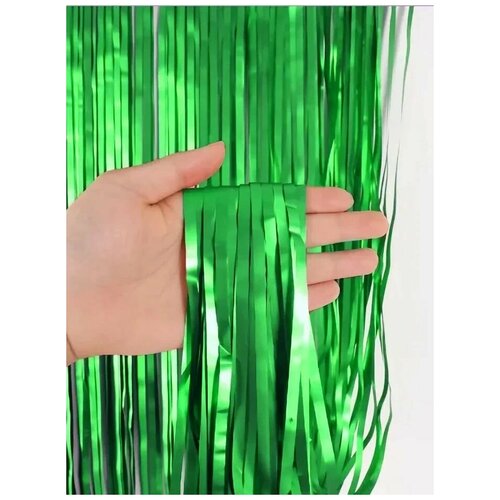 Дождик для фотозоны зеленый 150x10 см, набор 10 штук