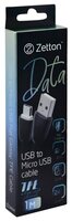 Кабель Zetton Flat Glossy USB - microUSB 1 м белый