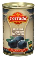 Corrado Маслины крупные отборные без косточки в рассоле, жестяная банка 300 г