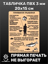 Табличка информационная прикольная Правила рыбака 20х15 см