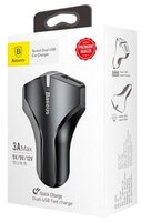 Автомобильная зарядка Baseus Small Rocket QC3.0 Dual-USB Car Charger CCALL-RK01/RK02 белый