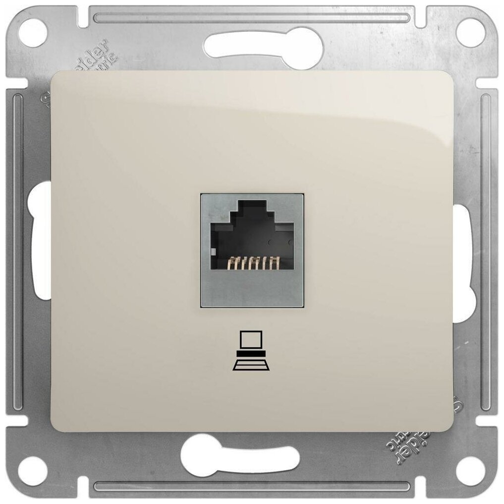 фото Механизм компьютерной розетки Schneider Electric Glossa RJ45 UTP категория 5е молочный