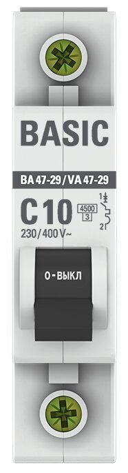 Автоматический выключатель 1P 10А (C) 4,5кА ВА 47-29, EKF Basic - фотография № 2
