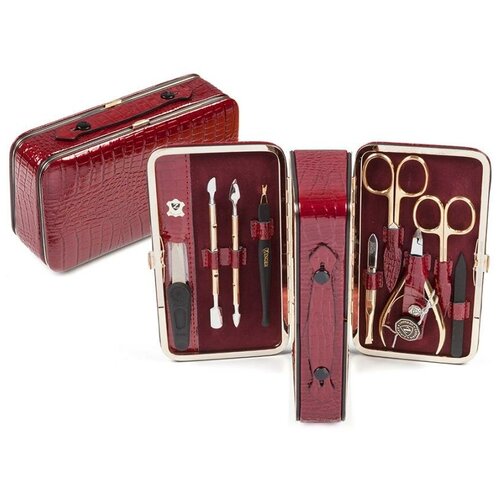 Маникюрный набор-чемодан 9 предметов Zinger MS-1203-801-G бордовый ножницы и пилочка для детского маникюра tweezerman baby nail scissors