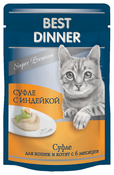 Best Dinner SuperPremium Пауч для кошек суфле с Индейкой 85 гр x 12 шт. - фотография № 4