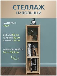 Стеллаж деревянный для книг, игрушек, цветов, рассады , одежды, в детскую, спальню, коридор, прихожую, ванную, дуб сонома Rimsten R 007D 80х30х23 см