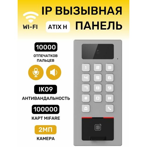 Wi-Fi IP Вызывная панель Atix H ATH-IN-D31F-CKRFWB домофон с камерой 2Мп 1080Р, IP-видеопанель с отпечатками пальцев, антивандальная