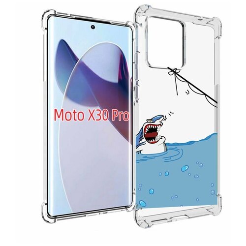 Чехол MyPads акула-рисунок для Motorola Moto X30 Pro задняя-панель-накладка-бампер