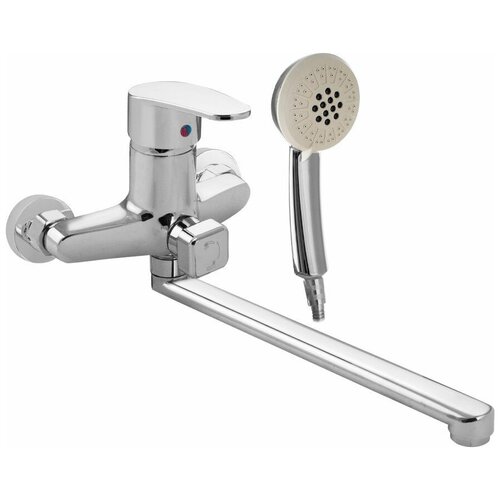 Сатурн - Смеситель в ванную, длинный излив, с дивертором на корпусе, шаровый 40 мм