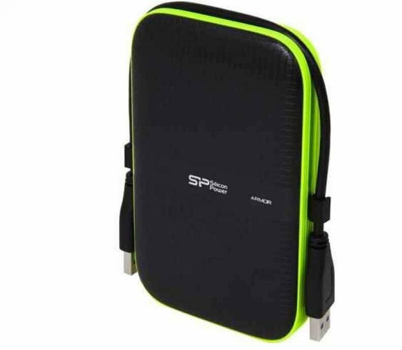 Внешний жесткий диск 2Tb Silicon Power Armor A60 SP020TBPHDA60S3K черный/зеленый USB 3.0 (sp020tbphda60s3k)