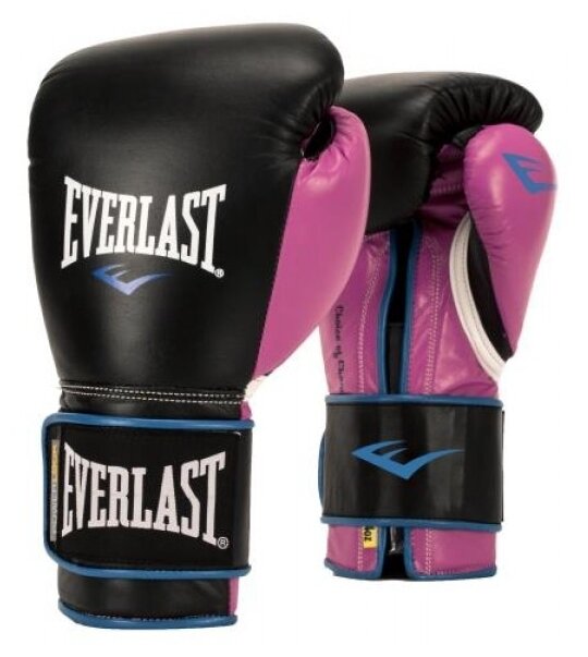 Перчатки тренировочные Everlast Powerlock PU 12oz черные/розовые