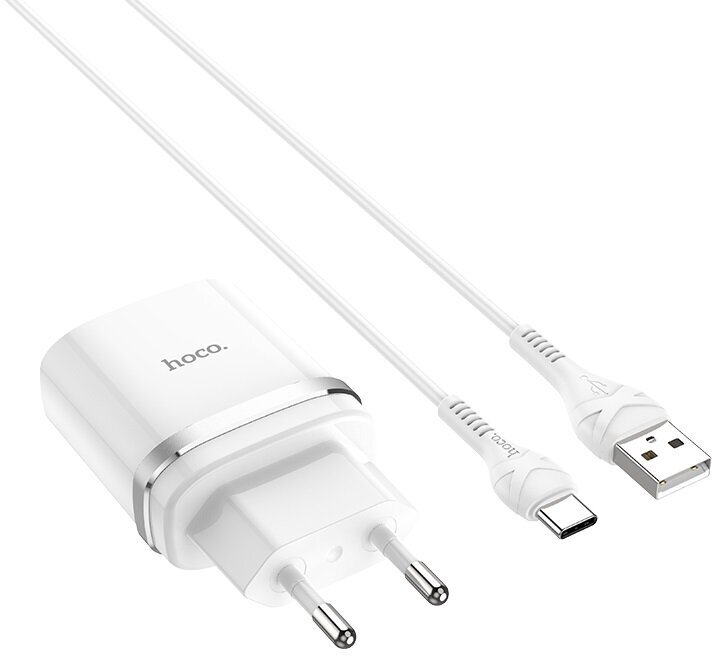 Сетевое зарядное устройство Hoco C12Q Smart QC3.0 charger (+Type-C cable) белое