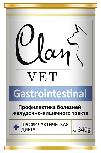 CLAN VET GASTROINTESTINAL диет консервы для собак Профилактика болезней ЖКТ 340г (2 шт)