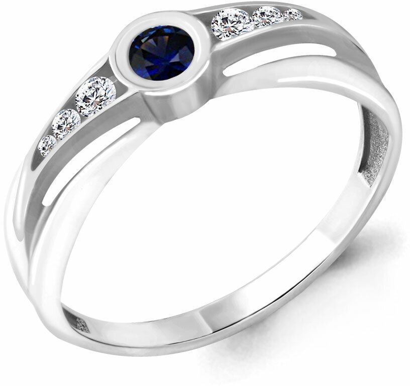 Кольцо Diamant online, белое золото, 585 проба, бриллиант, сапфир