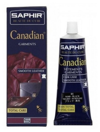 Крем-краска для гладкой кожи Canadian SAPHIR, тюбик, цветной, 75 мл. (01 черный)