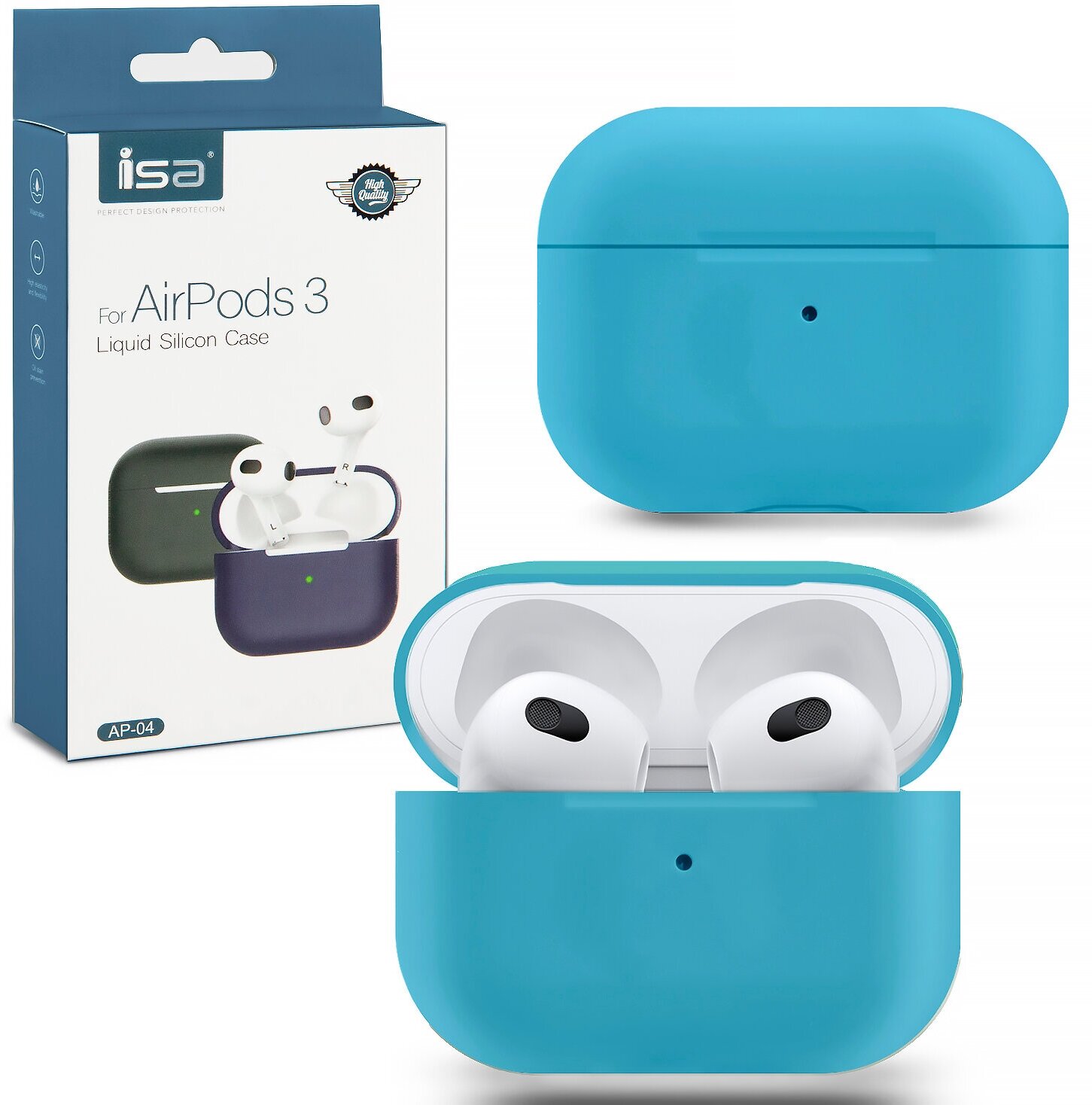 Чехол для наушников / Чехол для Airpods 3 Silicon Case ISA Blue