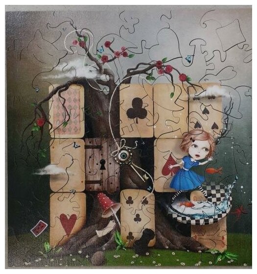 Фигурный деревянный пазл Алиса в стране чудес, 50 элементов Нескучные игры - фото №11