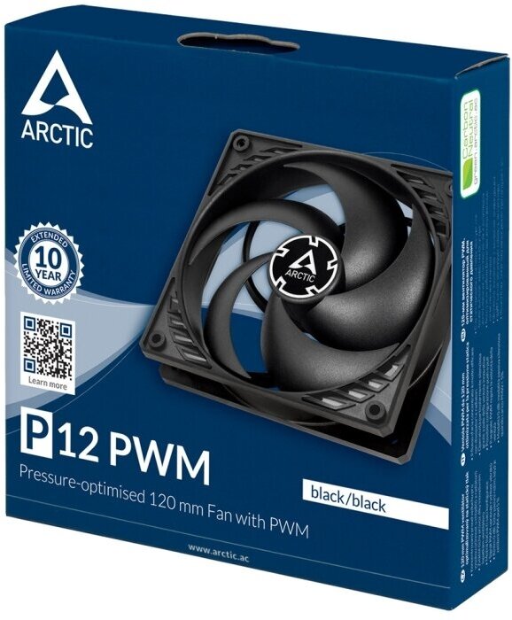 Case fan ARCTIC P12 PWM (black/black)- retail (ACFAN00119A)