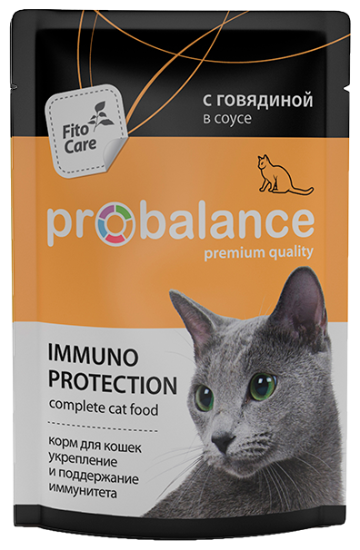 PROBALANCE Immuno Protection Корм для кошек с Говядиной в соусе 85г 25шт