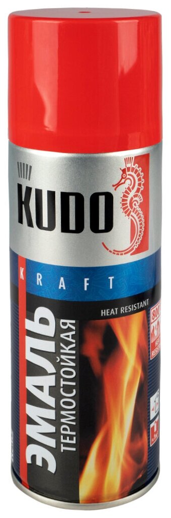 Аэрозольная краска термостойкая Kudo KU-5005, 520 мл, красная