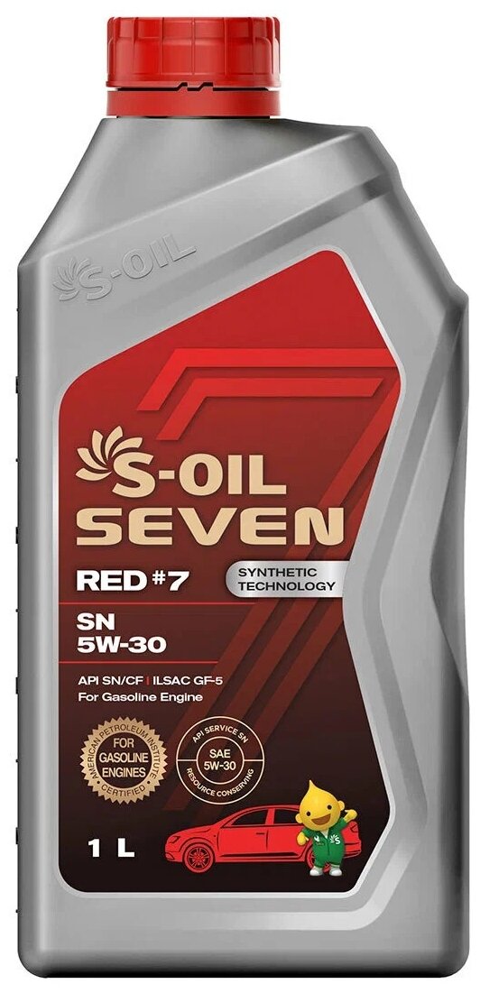 Полусинтетическое моторное масло S-OIL SEVEN RED #7 SN 5W-30, 1 л .