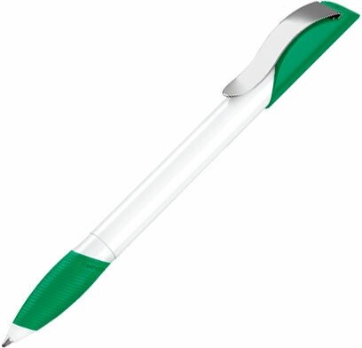 Ручка шариковая автоматическая синие чернила Senator HATTRIX METALL, бело-зеленый корпус/металлический клип 2179/ЗН