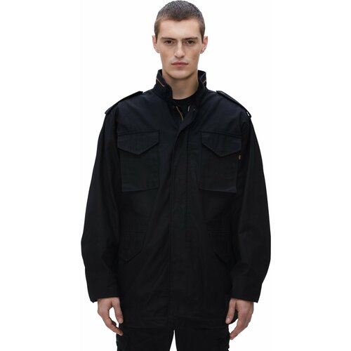 мужская демисезонная куртка alpha industries m 65 lightweight field coat чёрный размер s Куртка-рубашка ALPHA INDUSTRIES, размер S, черный