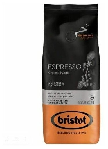 кофе молотый BRISTOT ESPRESSO CREMOSO ITALIANO 250 гр - фотография № 2