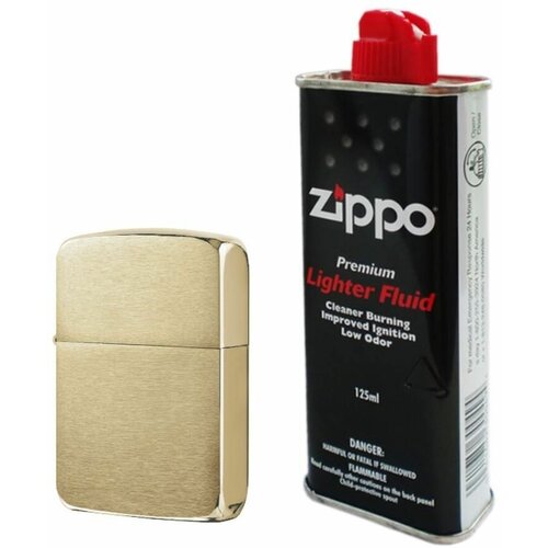 Зажигалка Zippo, Brushed Brass 1941B и оригинальное топливо Zippo Premium 125 мл зажигалка zippo brushed brass 1941b и оригинальное топливо zippo premium 125 мл