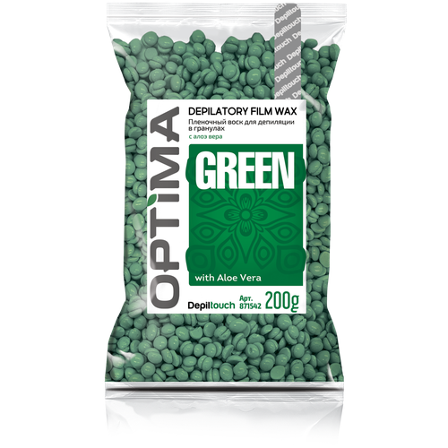 Depiltouch Пленочный воск OPTIMA Green в гранулах 200 мл 200 г алоэ вера