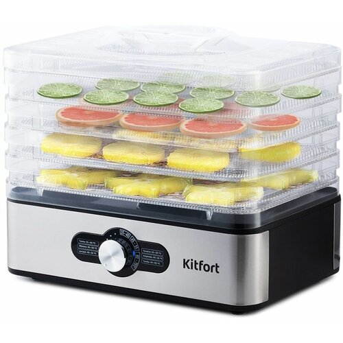 Сушилка для овощей и фруктов KITFORT KT-1913 черный 5 поддонов 704100₽