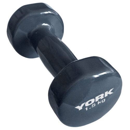 фото Гантель цельнолитая York Fitness DBY300 B26316g 1.5 кг серая