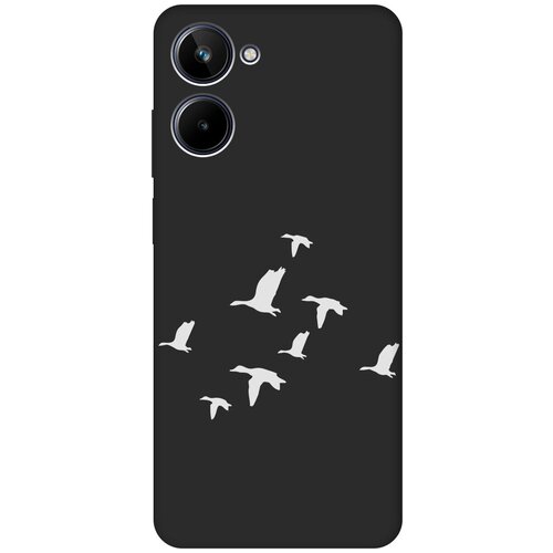 Матовый Soft Touch силиконовый чехол на Realme 10 4G, Рилми 10 4Г с 3D принтом Flock of Ducks W черный матовый soft touch силиконовый чехол на realme 10 pro реалми 10 про плюс с 3d принтом flock of ducks w черный