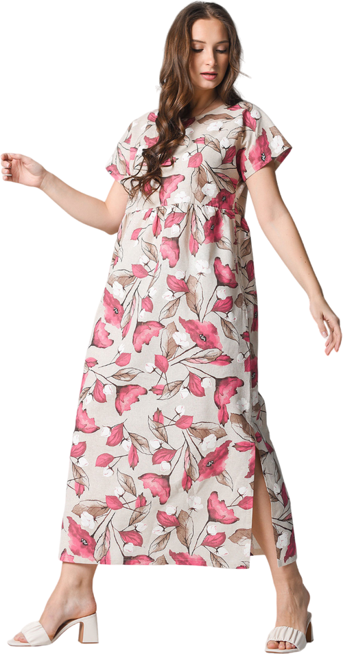 Платье Оптима Трикотаж, хлопок, повседневное, прямой силуэт, макси, карманы, размер 46, бордовый