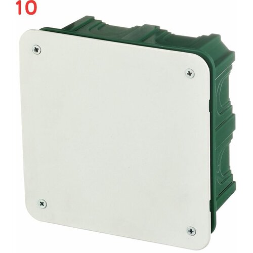 Коробка распределительная для скрытой установки в бетон 112х112х51 мм 28 вводов зеленая IP30 с крышкой (10 шт.)