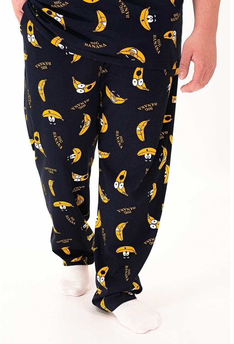 Мужская пижама, мужской пижамный комплект ARISTARHOV, Футболка + Брюки, Бананчик, синий желтый, размер 46 - фотография № 12