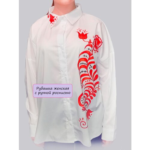 фото Рубашка женская белая с авторской росписью диз_арт_катруся